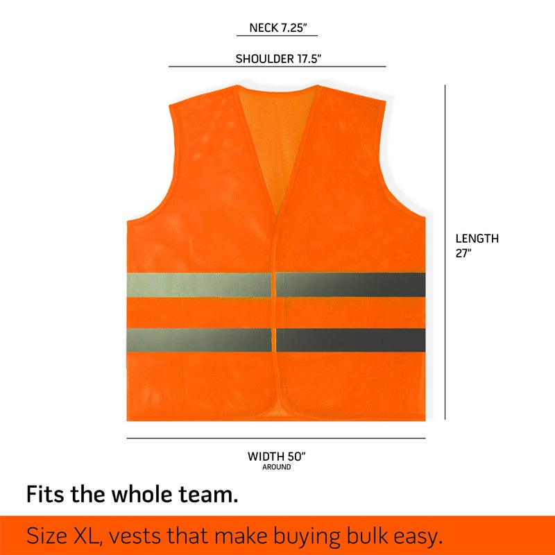 PeerBasics Safety Vests 12 Pack - Orange Reflective High Visibility, Hi Vis Silver Strip, Men Women, Work, Cycling, Runner, Surveyor, Volunteer, Crossing Guard, Road, Construction, Neon - Image 5